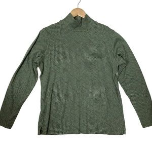WOOLRICH sz Medium Mock Neck Long Sleeve Top Cotton Green Multi
